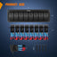 Panel interruptores basculantes 8 pos LED púrpura 12V coche