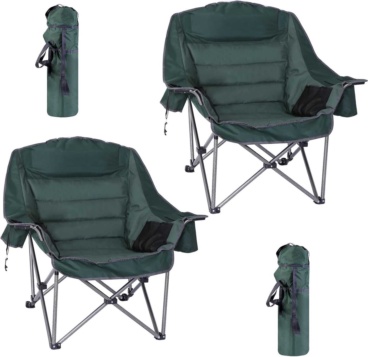 Silla campamento acolchada 400lb con refrigerador y soporte