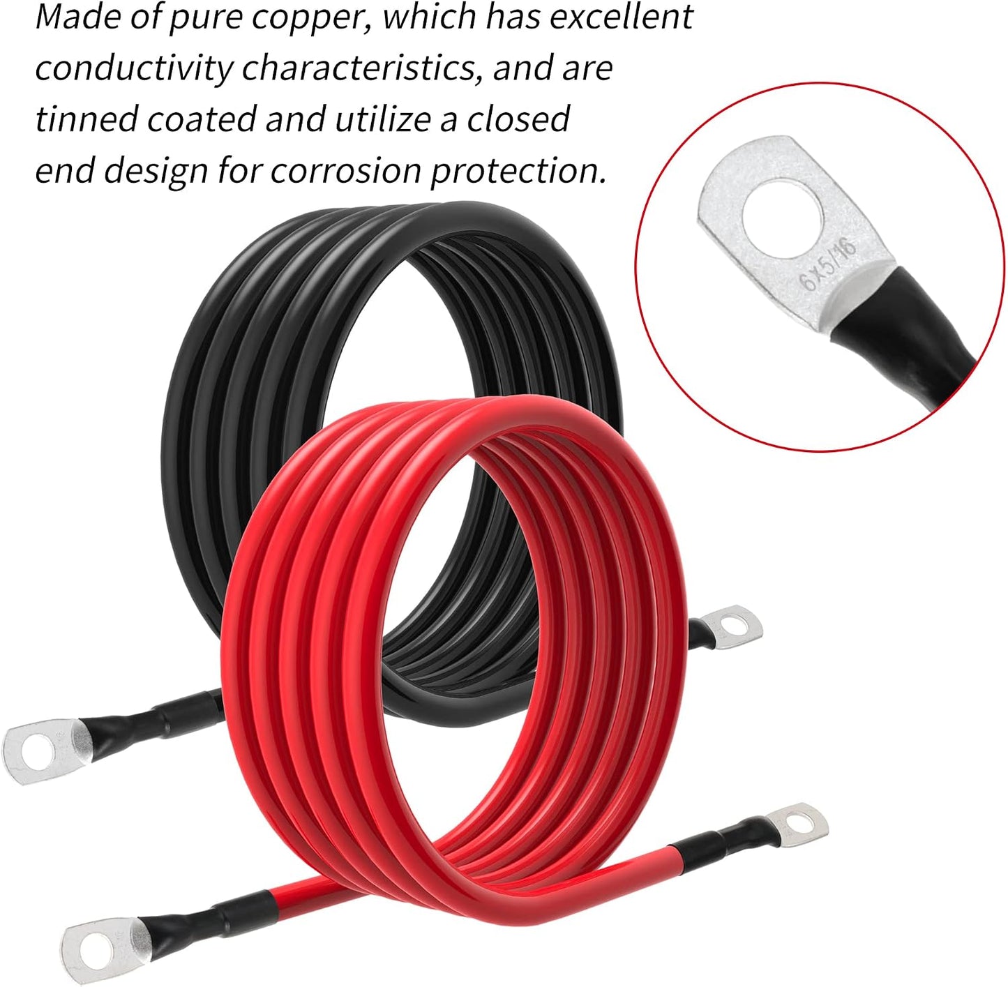 Cable batería 6 AWG cobre estañado para inversor solar RV