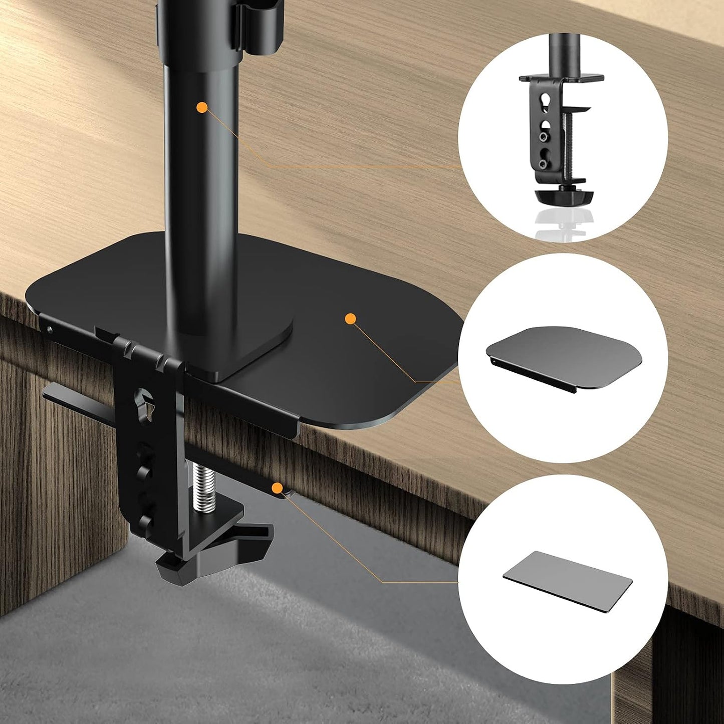 Placa refuerzo acero soporte escritorio vidrio abrazadera C