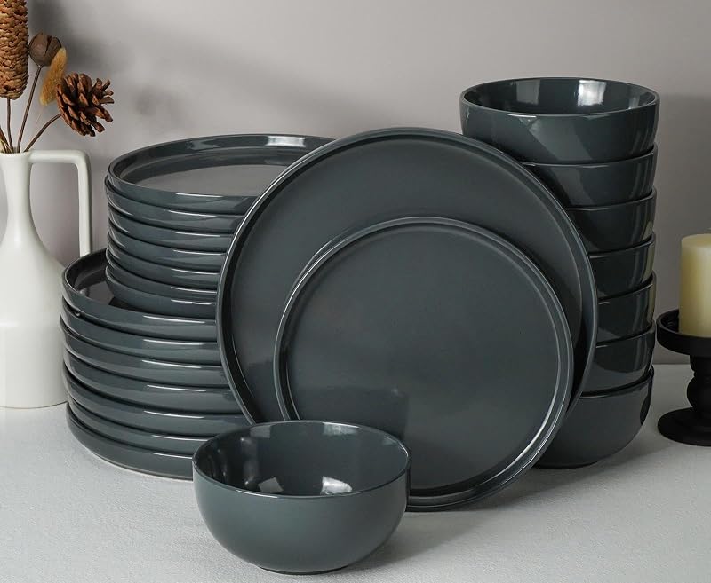 Set 24 Pzas Platos Cerámica Moteada 8 Personas