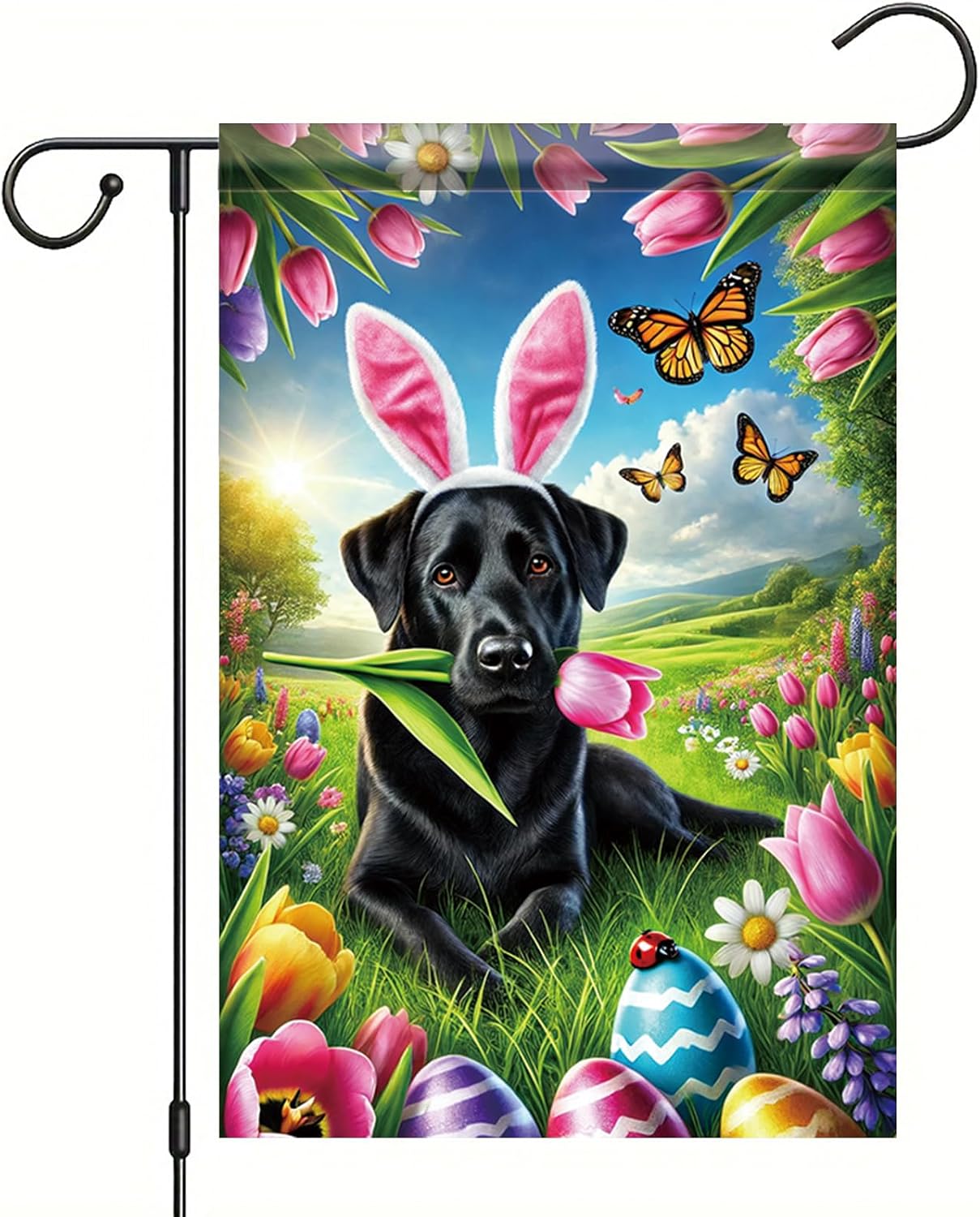 Bandera jardín perro labrador negro 12x18pulg regalo doble cara