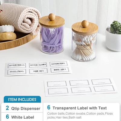 2 Dispensadores Qtip Bambú 10oz Plástico