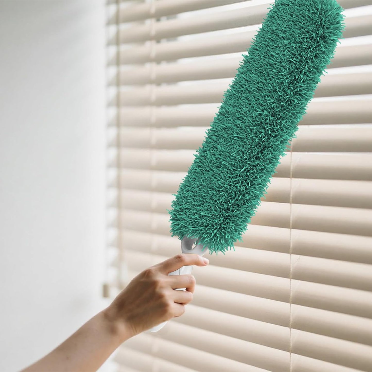 Plumero microfibra con mango cabezal lavable 2uds verde