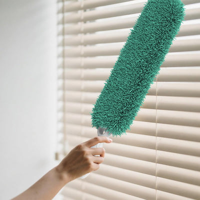 Plumero microfibra con mango cabezal lavable 2uds verde