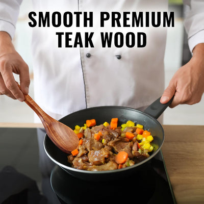 Cuchara madera teca grande utensilio cocina duradero