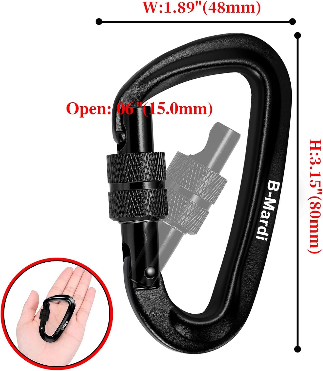 Mosquetones bloqueo 12kN camping senderismo hamaca