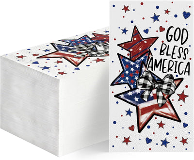 50 Pzas Servilletas Papel Estrellas Bandera Americana