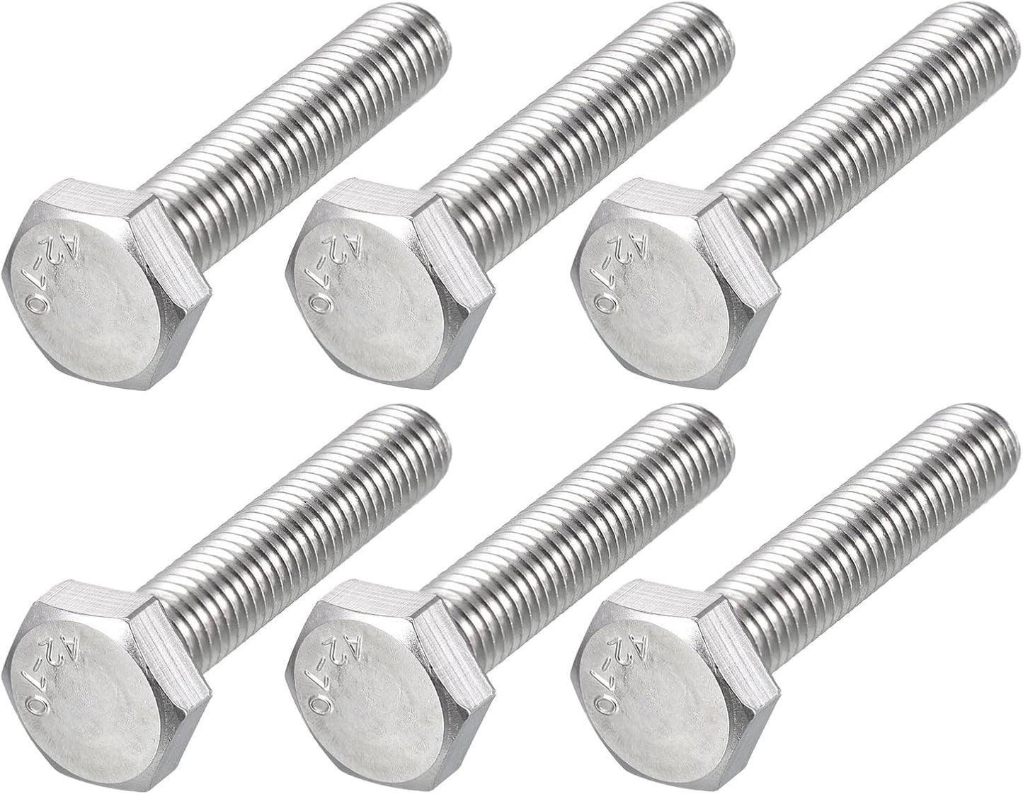 Tornillos hex M10 acero inox 6 pzas color plateado