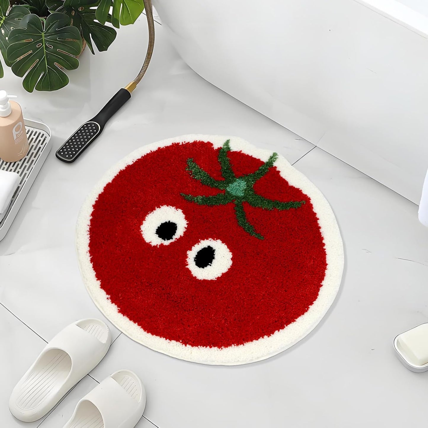 Alfombra baño microfibra tomates rojos antiderrap