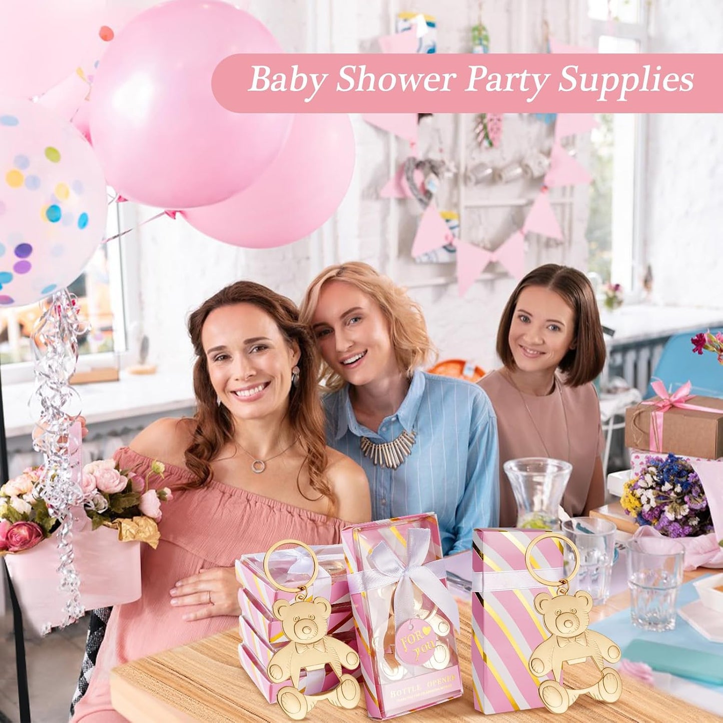 24 Abridores Botella Oso Rosa Regalo Baby Shower