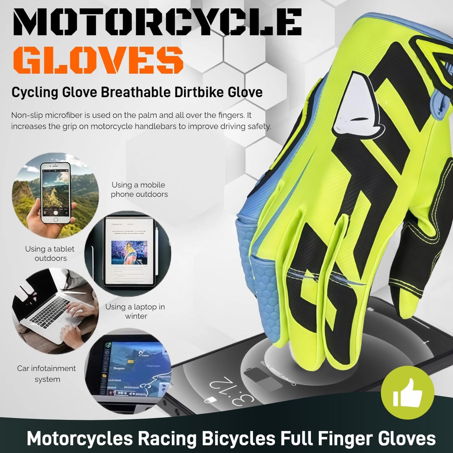 Guantes motocross transpirables ciclismo senderismo