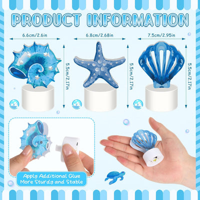 6 Velas Té Azul Estrella Mar Concha LED Mesa Centros Verano