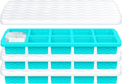 Bandeja hielo con tapa set 3 10 pzas apilables sin BPA