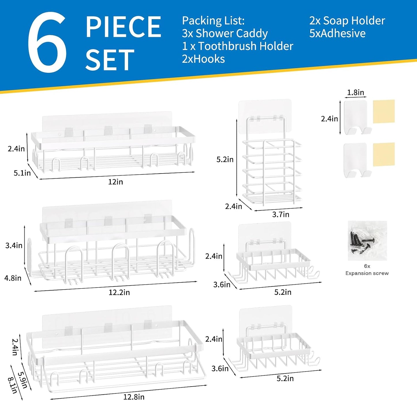 Organiz. ducha 9uds acero inox sin taladrar