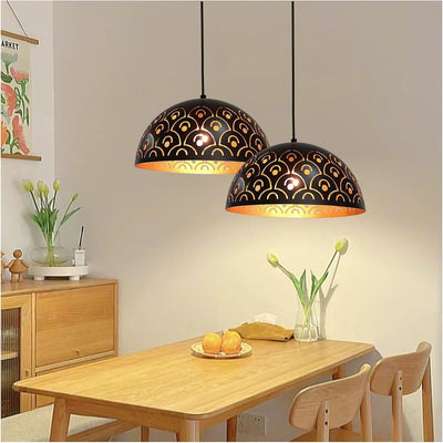 2 Luces Colgantes Isla Cocina Estilo Granja E26 Negro Dorado