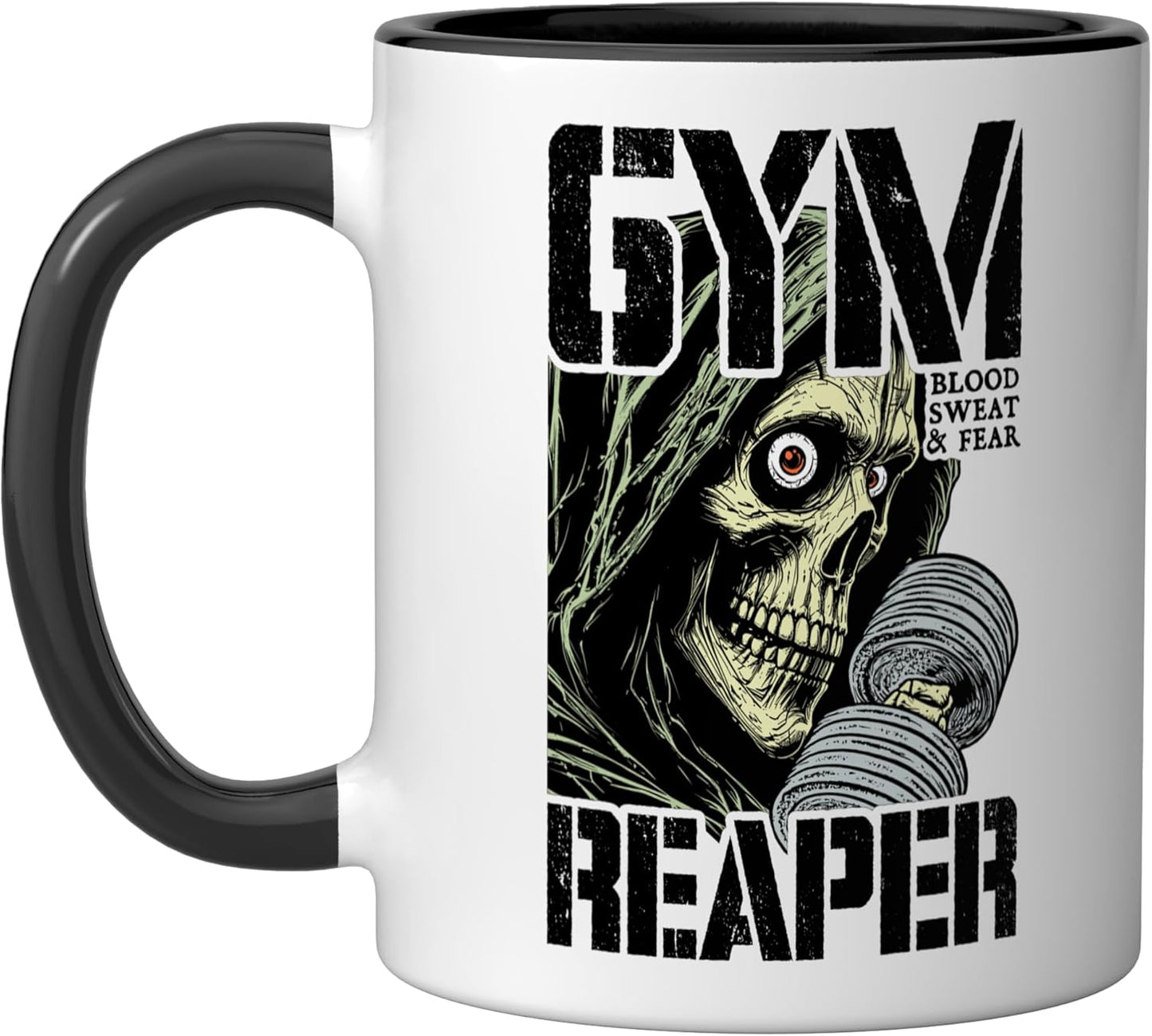 Taza Cerámica Entrenamiento Horror Vintage Negro/Blanco