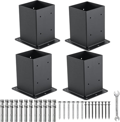Base poste 4x4 soporte metal negro anclaje valla
