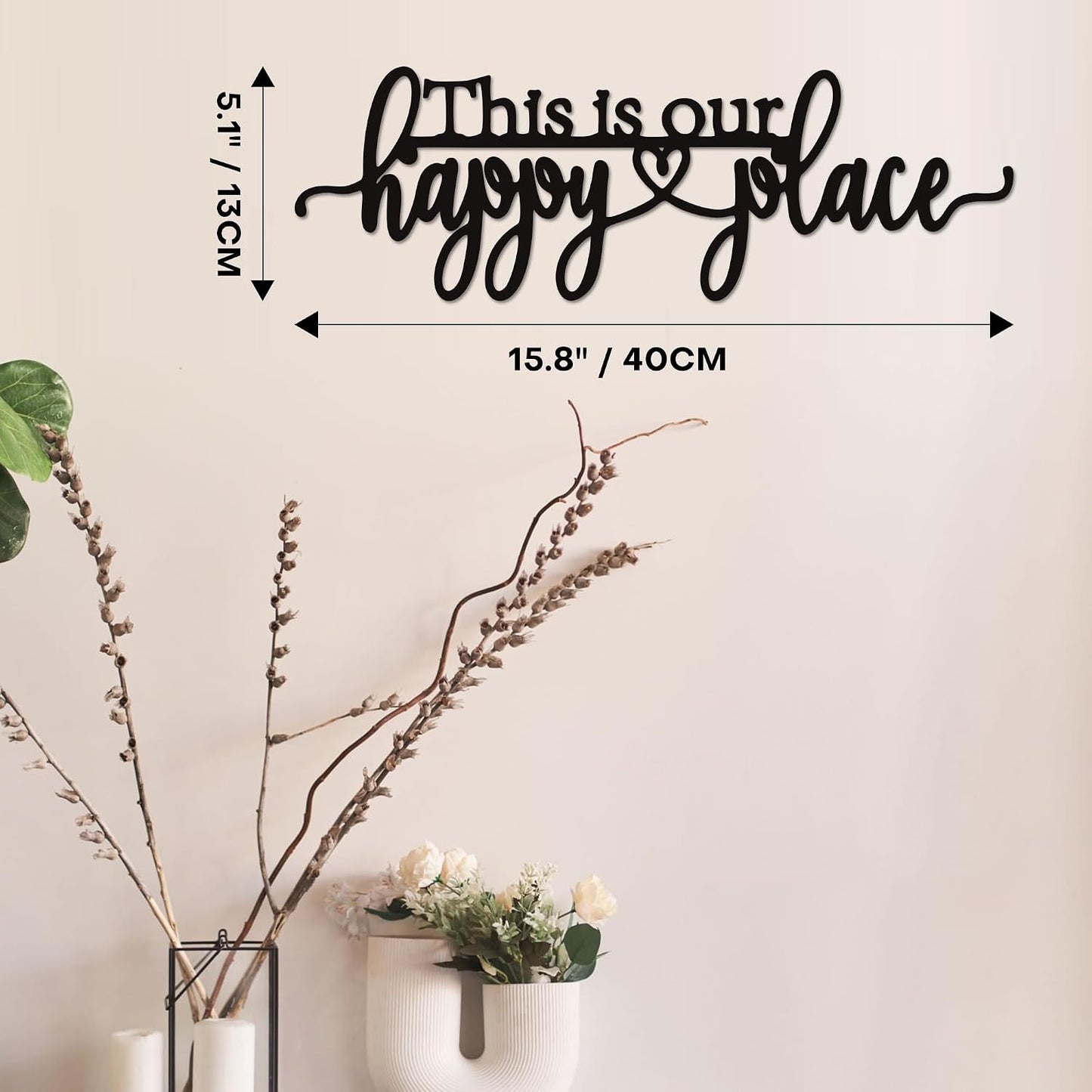 Letrero metal This Is Our Happy Place decoración pared
