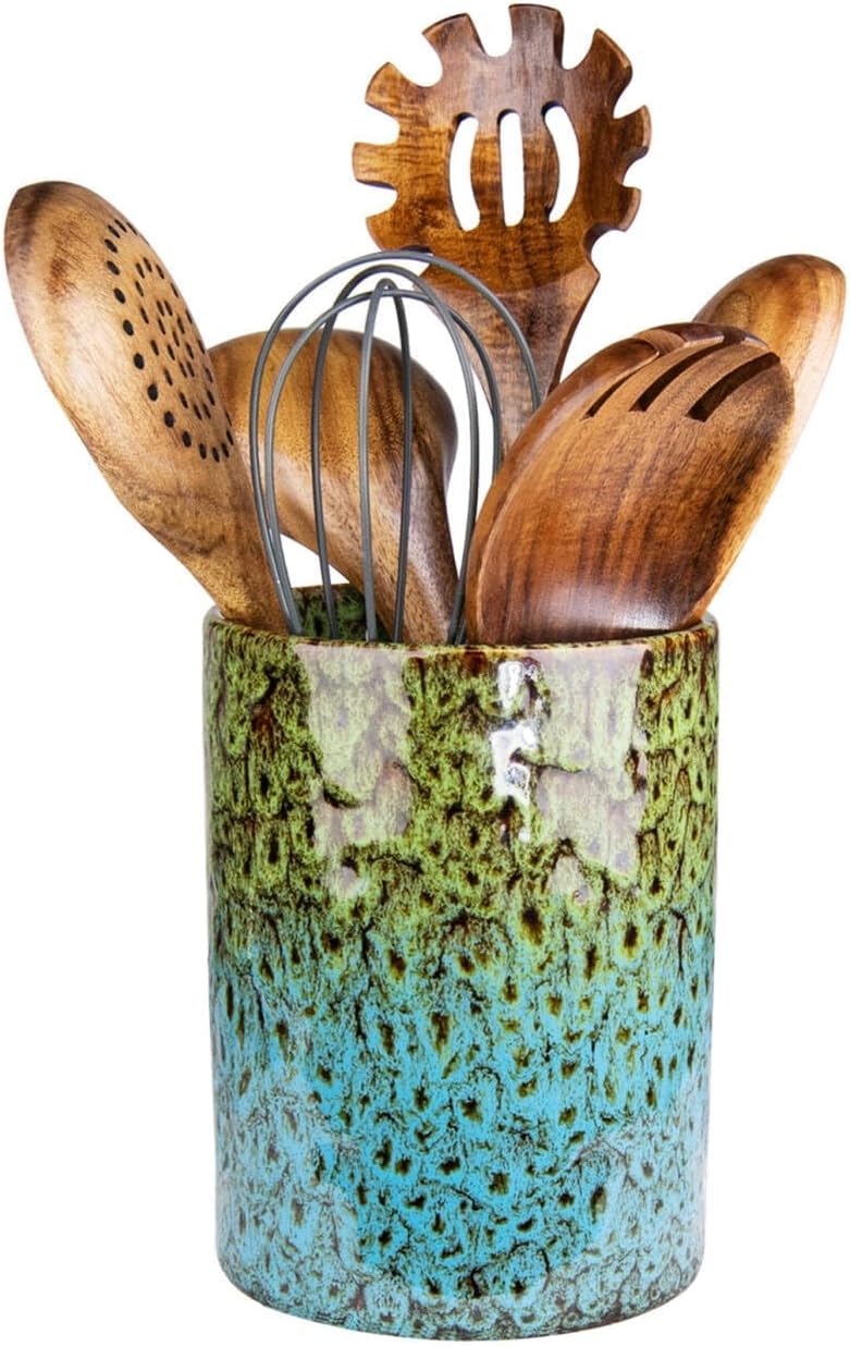 Soporte utensilios cocina cerámica encimera organizador