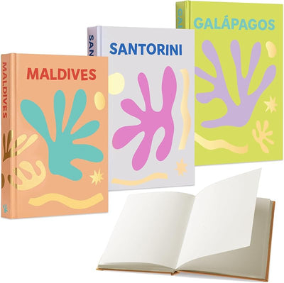 Set 3 libros XL temática viaje tapas duras ribete dorado