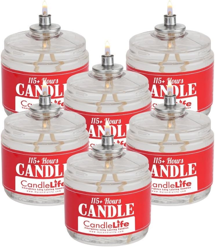 Velas supervivencia 115h sin perfume parafina set 6