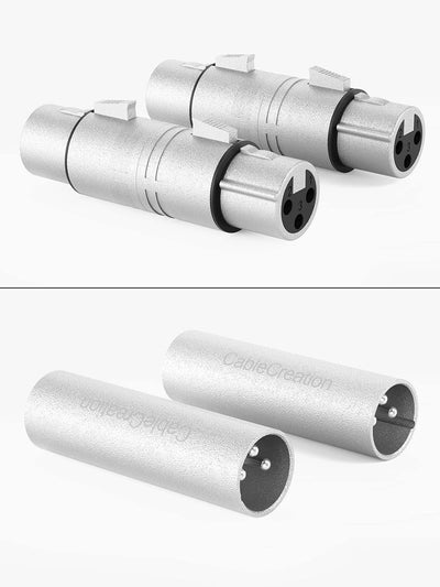 5 Pzas Adaptador XLR Hembra-Hembra y Macho-Macho 3 Pines Plata