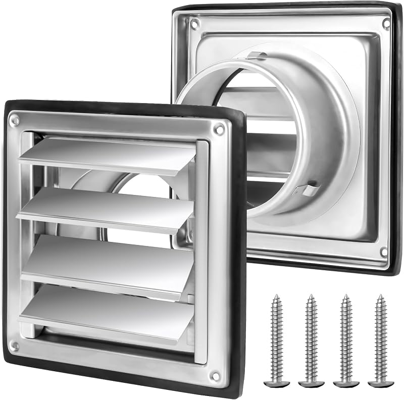 Cubierta ventilación acero inox 4pulg para secadora exterior