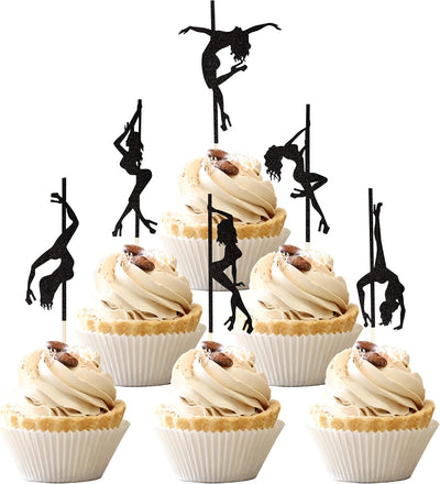 36 Pzas Decoración Cupcakes Niña Baile Negro Purpurina