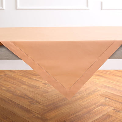 Mantel cuadrado lino 52x52pulg vainica durazno flores