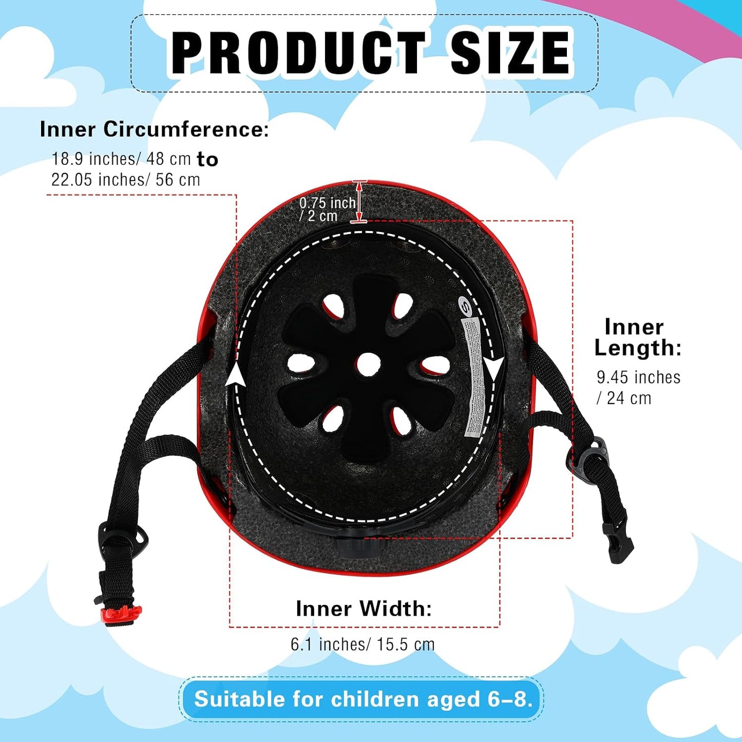 6 Cascos Bicicleta Niños 3-8 Años Ajustable CPSC