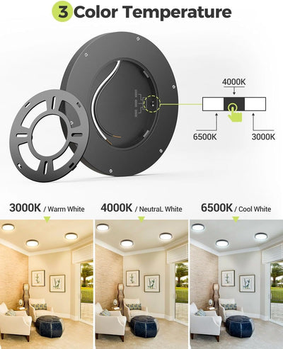 Lámpara techo grande 15.8pulg 3CCT 36W luz brillante
