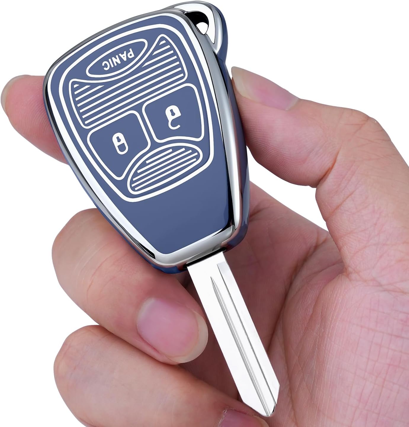 Funda llavero Jeep TPU riel plata azul protección total