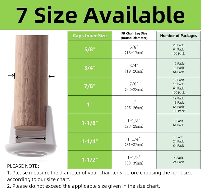 Tapas patas silla antiderrap 1.5" blancas pack 24