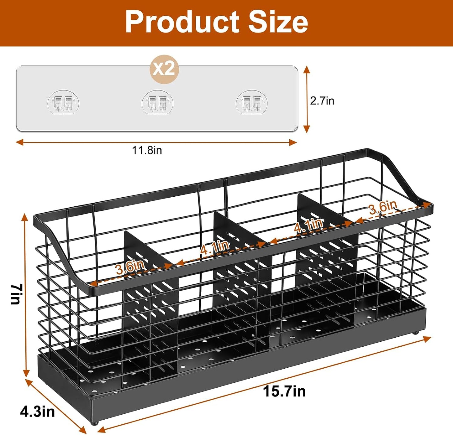 Soporte encimera cocina organiz. 4 compartimentos negro mate