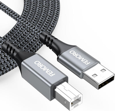 Cable USB A a B trenzado 10ft para impresora HP Canon Brother Epson