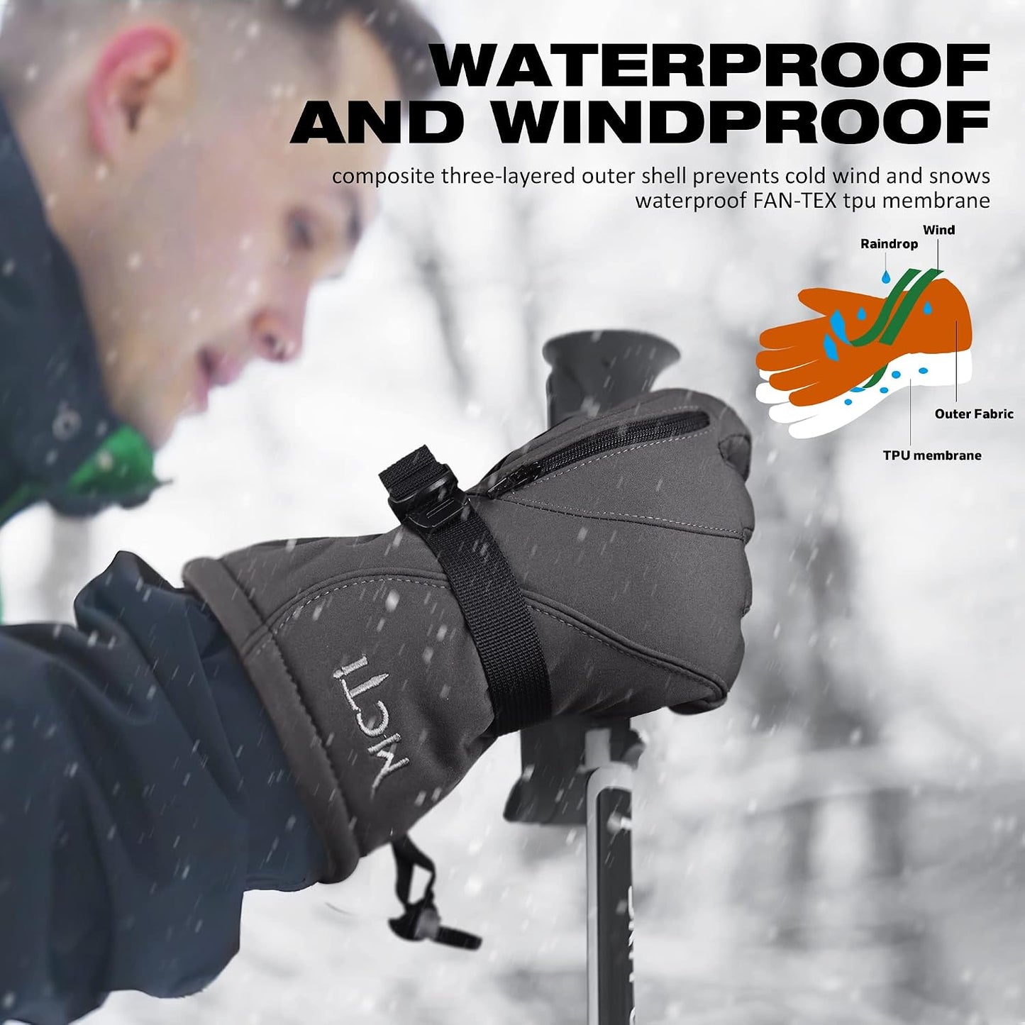 Guantes impermeables para esquí y snowboard 3M Thinsulate