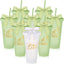 8 Vasos Plástico con Tapa Popote Lazo Giratorio 24oz I Do