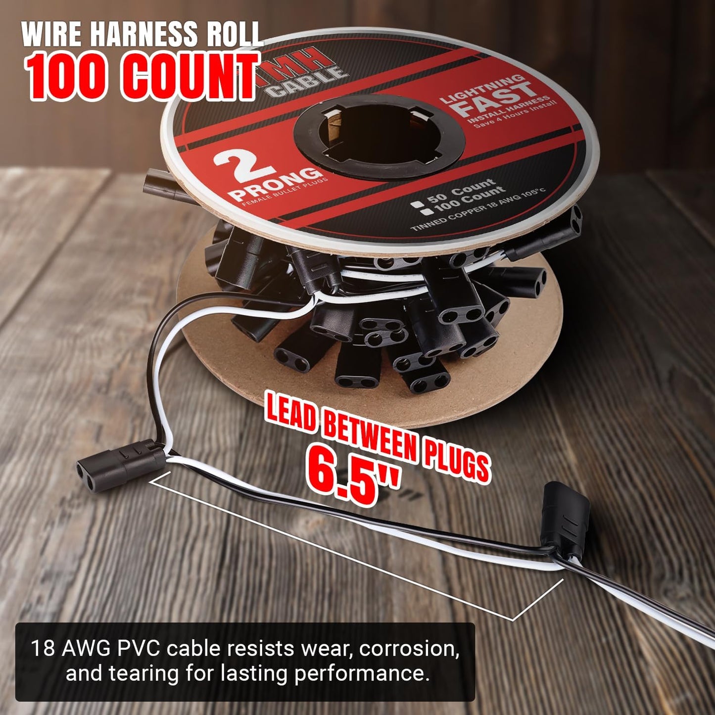 Arnés cables 2 puntas enchufe doble hembra 6.5pulg para