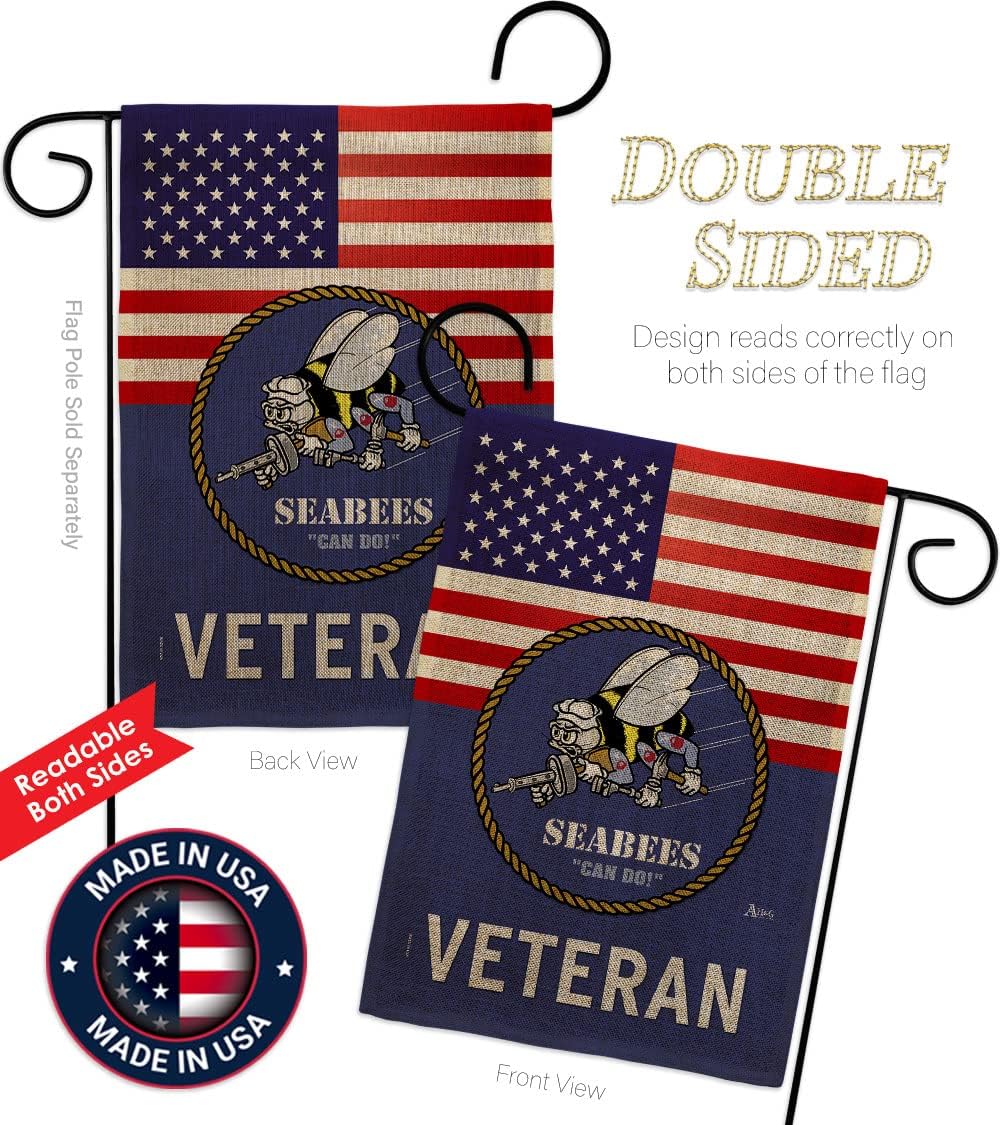 Bandera Seabees USN arpillera tapiz oficial recuerdo