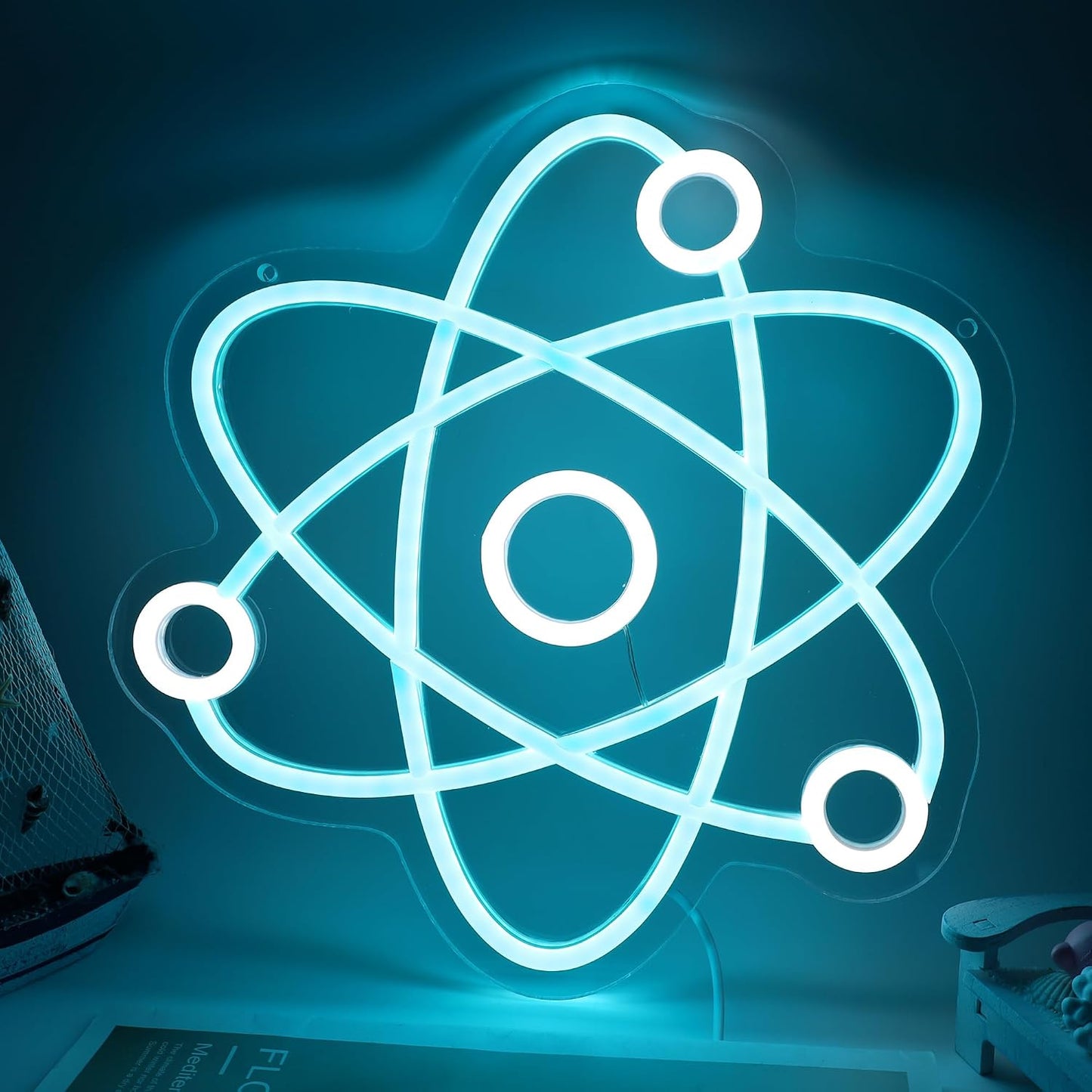Letrero neón atómico LED para aula ciencias y habitaciones