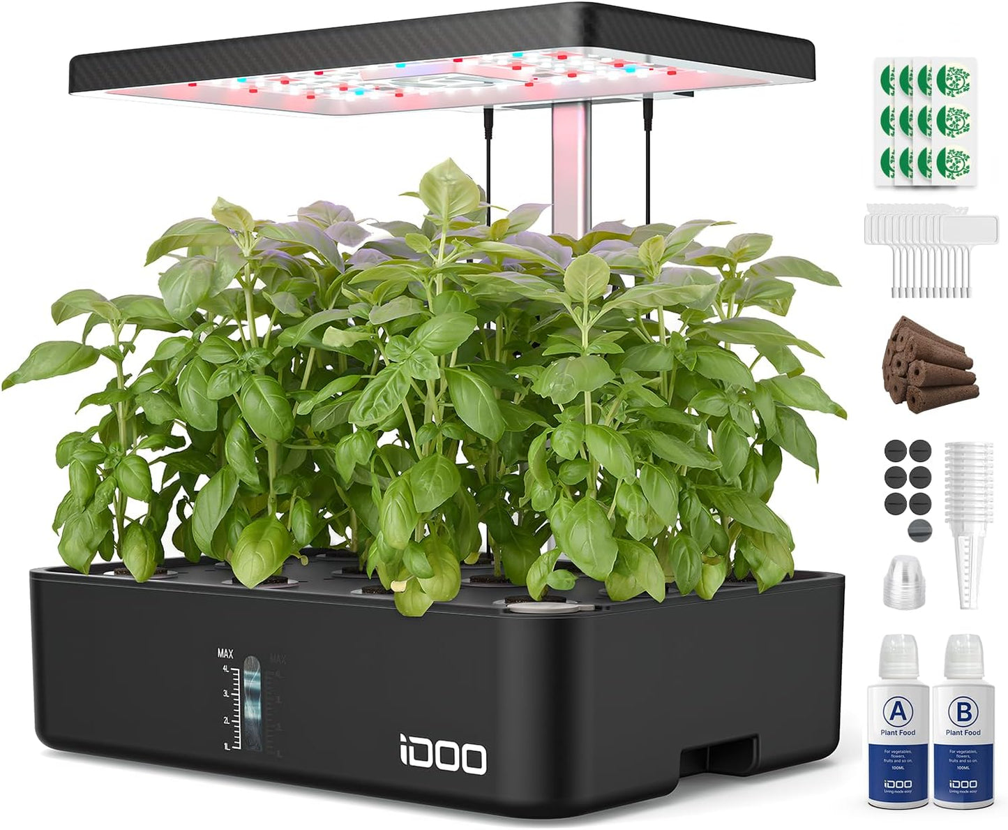 Kit cultivo hidropónico 12 vainas con luz LED ventilador