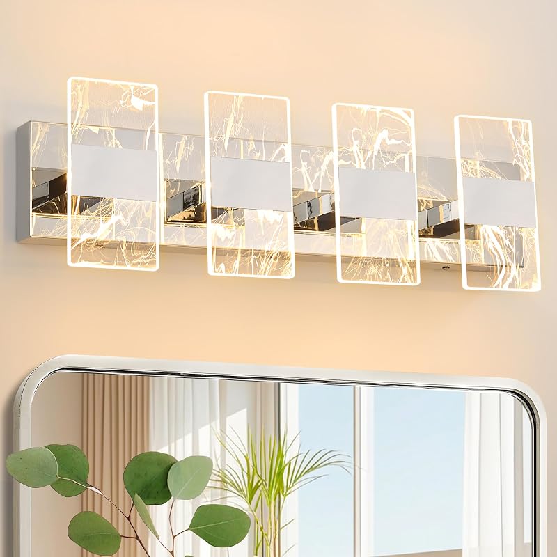 Luminaria LED 4 luces cromadas ajustable 5CCT sobre espejo