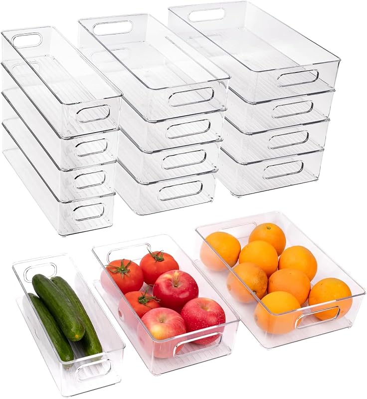 Pack 12 Cubos Org. Refri 3 Tamaños Apilables Transparentes