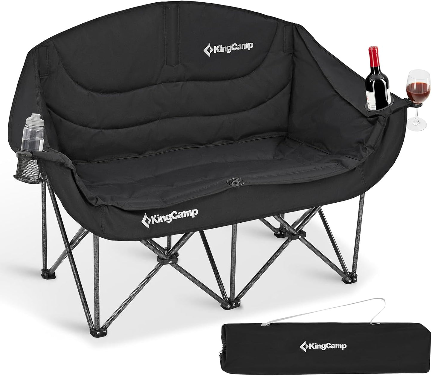 Silla campamento doble XL plegable acolchada 2 asientos
