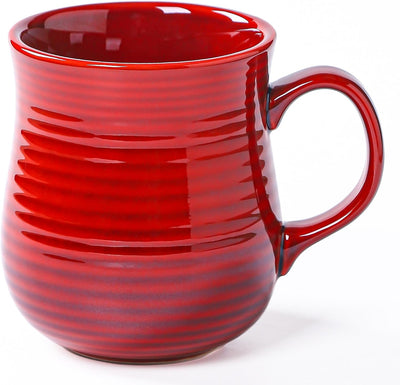 Taza cerámica 21oz hecha a mano asa rojo