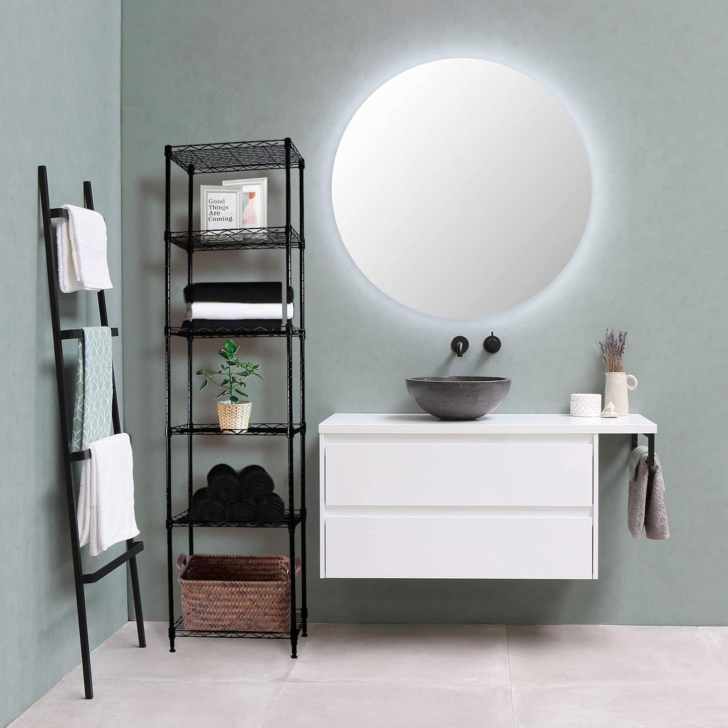 Estantería ajustable 6 alambres baño cocina 16.6x11.4x64.6"
