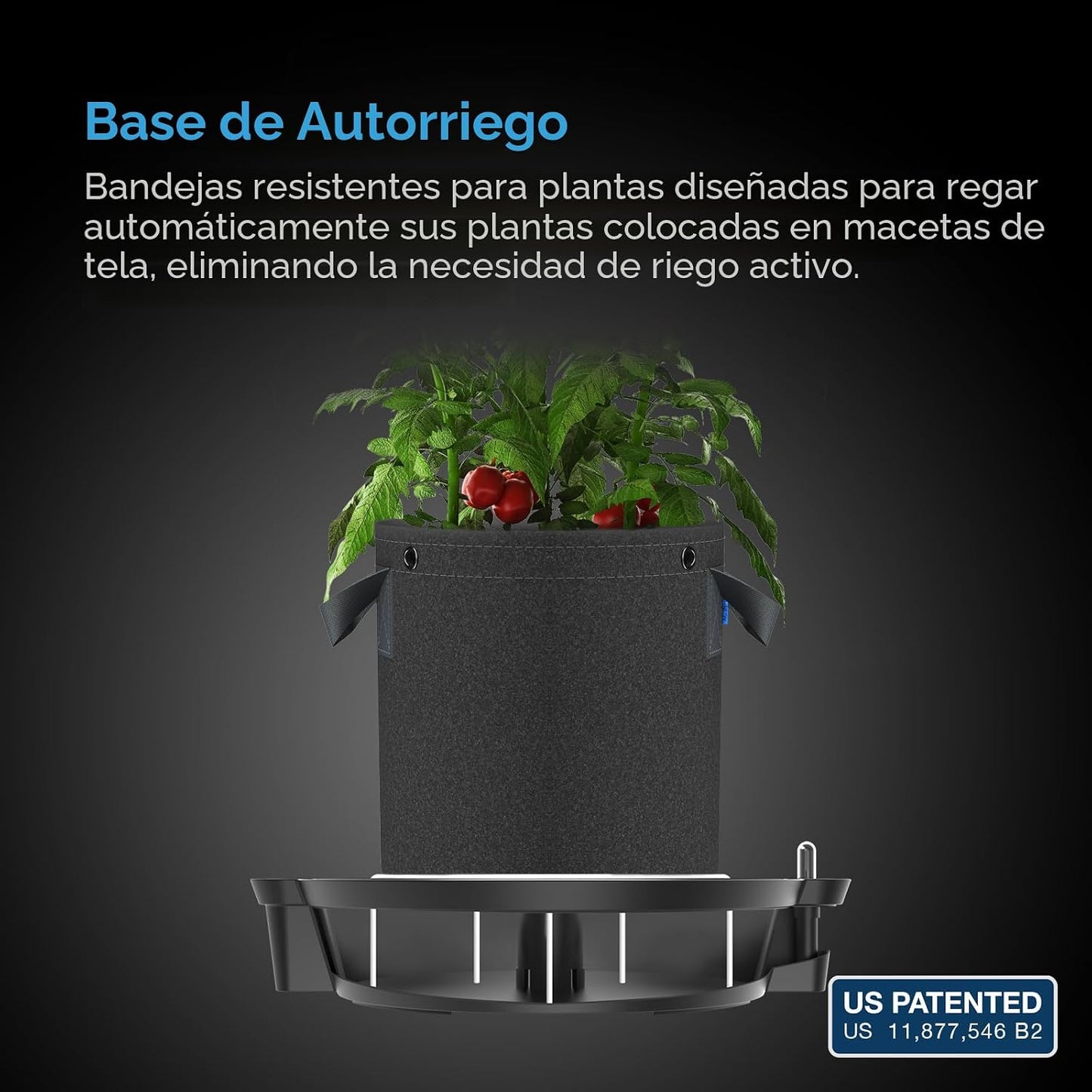 Base maceta tela autoriego 4 pzas con medidor