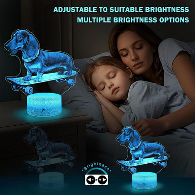 Luz nocturna perro salchicha con control remoto 16 colores
