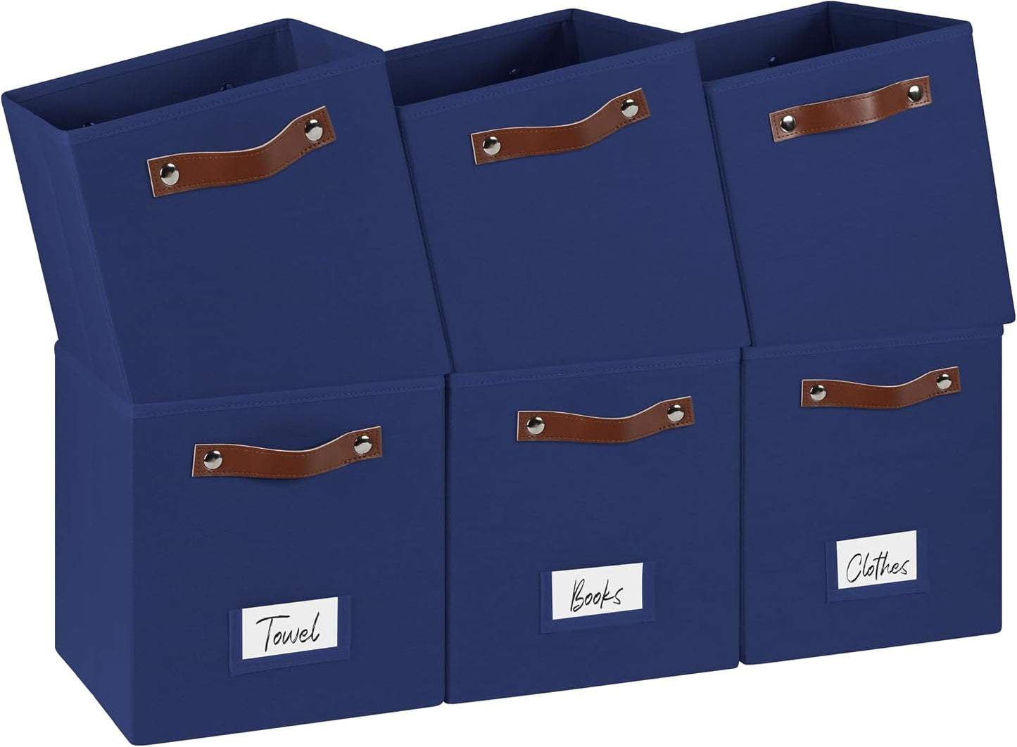 6 Cubos Almacenamiento con Asas 10.5x10.5x11" Azul